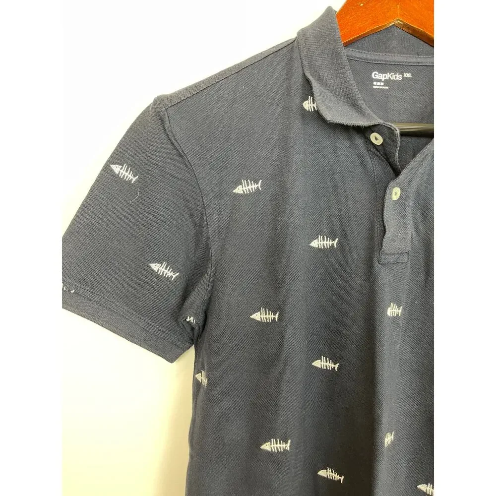 Gap Kids Embroidered Fish Bone Polo Youth XXLarge New with Tag